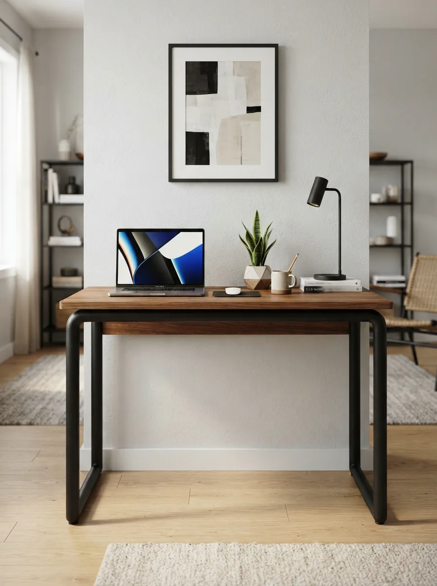 A stylish Hokku Designs desk in a well-lit contemporary home office.